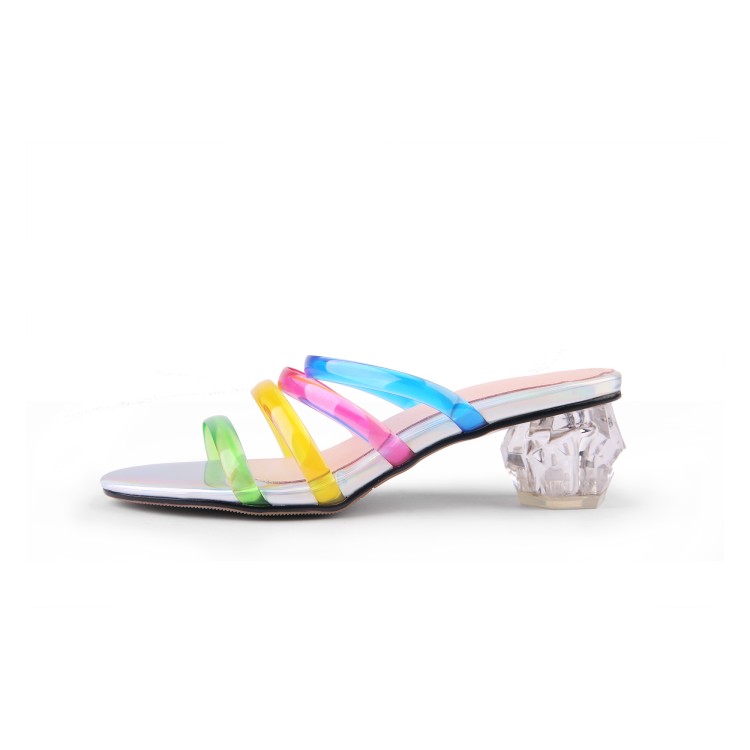 Women's Sport Sandals Low Heel Open Toe Slip-On Colorful White