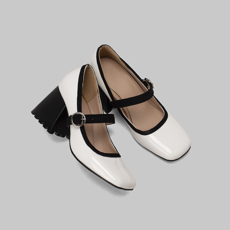 Women's Fashion High Heel Single Shoes with Color Block and Buckle - Image 2