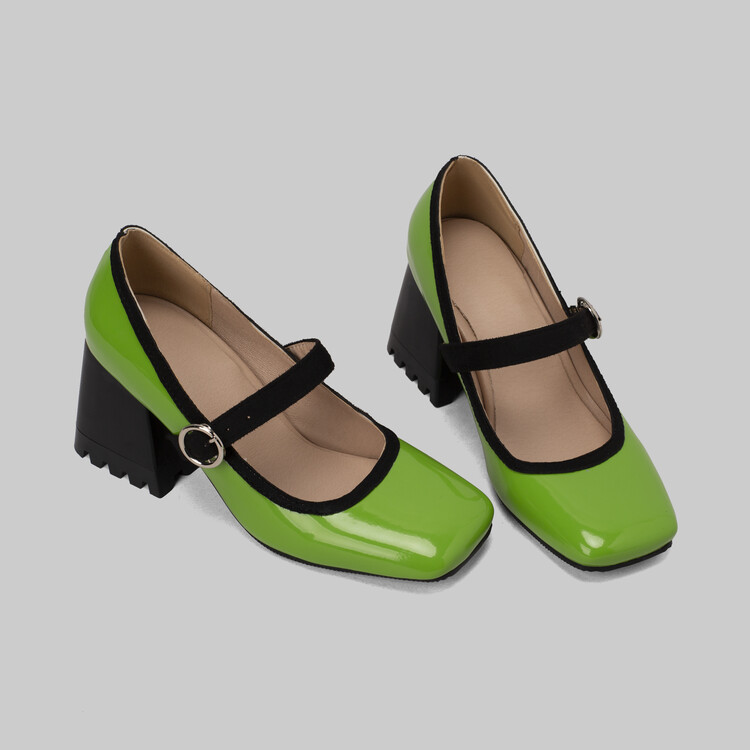 Women's Fashion High Heel Single Shoes with Color Block and Buckle - Image 3