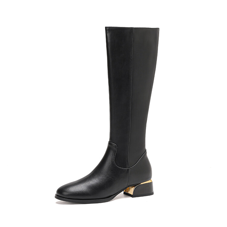 Knight Boots for Men and Women - Cow Leather, Rubber Sole, High Shaft, Side Zipper, Black - Image 3