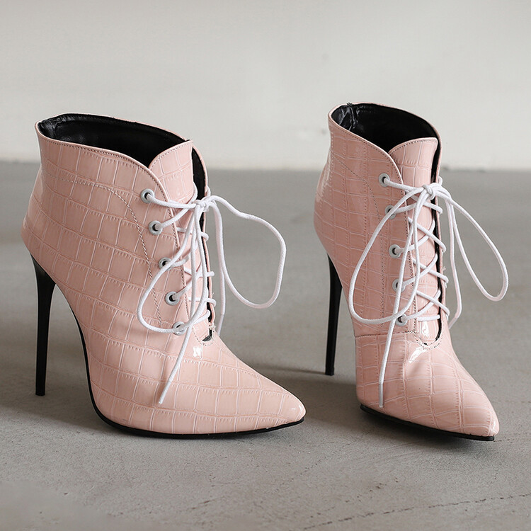 Fashion Pointed Toe Lace-Up High Heel Knight Boots - Image 3