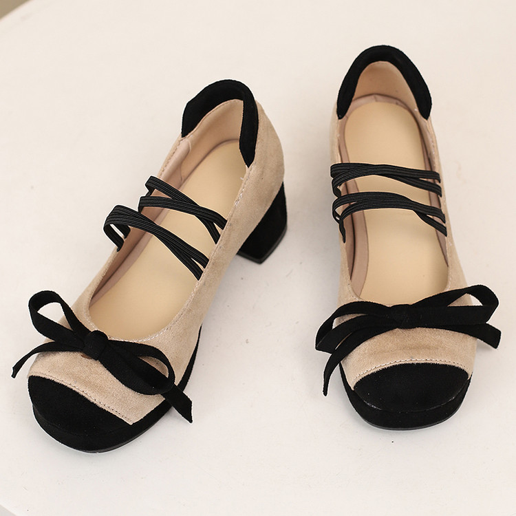 Women's Korean Style Flat Shoes with T-Strap and Color Block Design