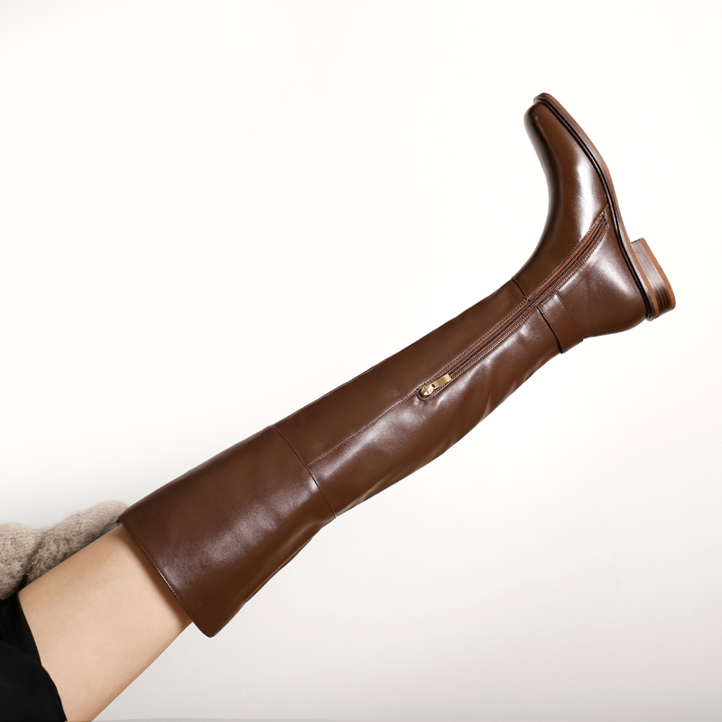 Knight Boots Over-the-Knee Side Zip Round Toe Casual Winter - Image 2