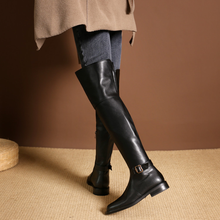 Knight Boots Over-the-Knee Side Zip Round Toe Casual Winter - Image 3