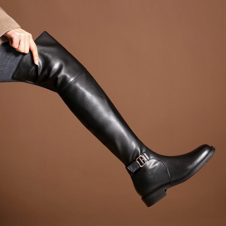 Knight Boots Over-the-Knee Side Zip Round Toe Casual Winter - Image 4
