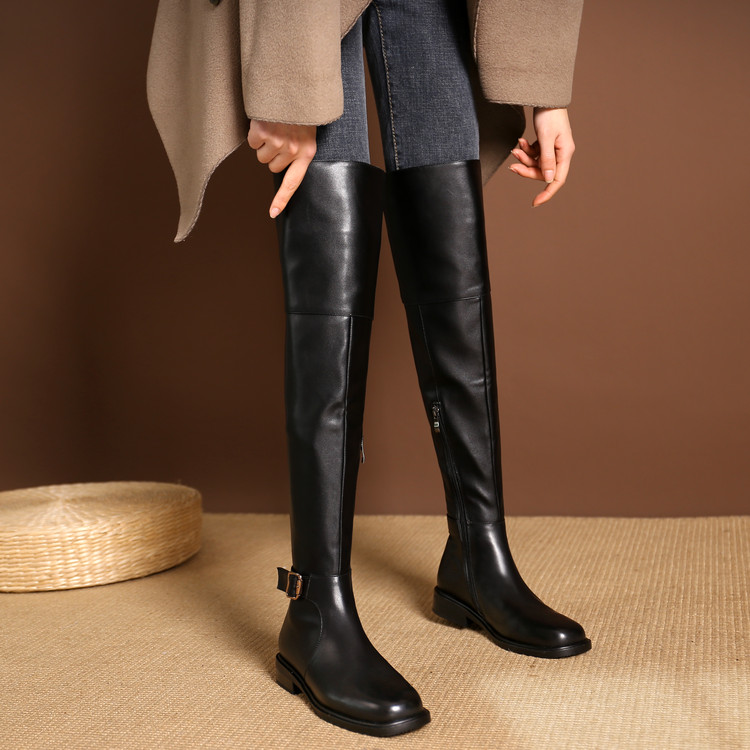 Knight Boots Over-the-Knee Side Zip Round Toe Casual Winter - Image 5